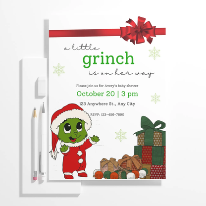 Grinch Baby Shower Invite Template | Grinchmas Whoville Baby Shower Invitation - CreativeRino