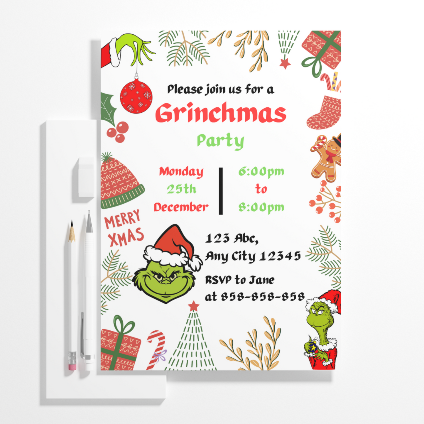 Grinchmas Christmas Invitation Template | Grinch Invite