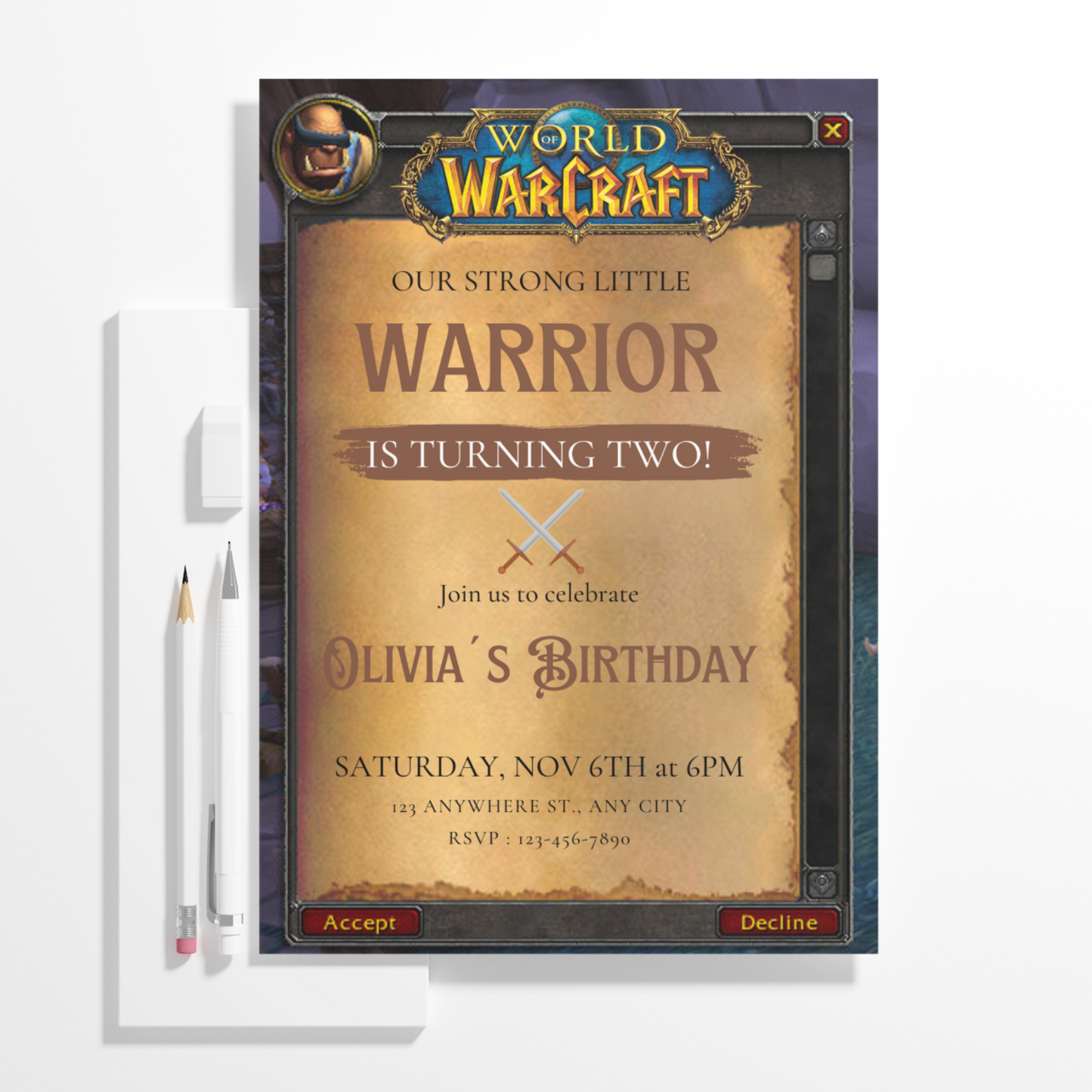 World of Warcraft Birthday Invitation Template