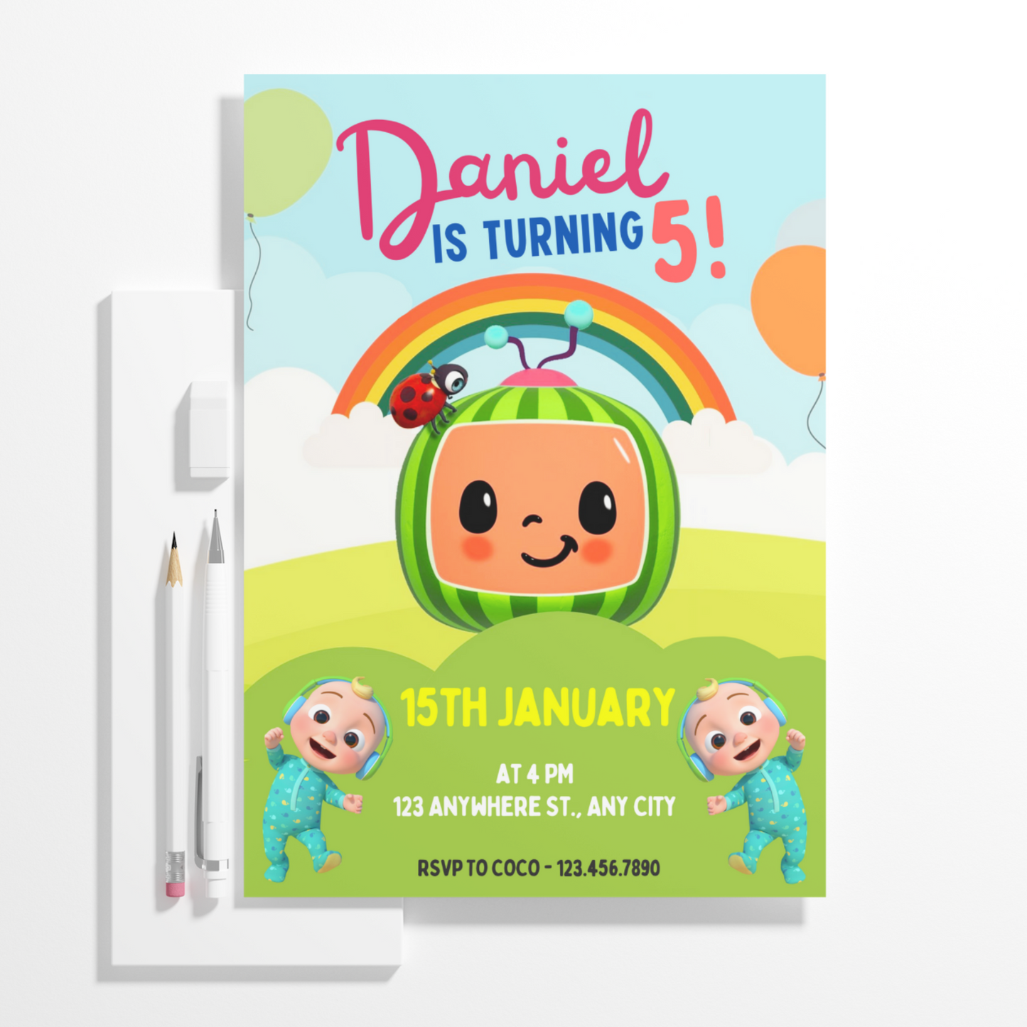 Cocomelon Birthday Invitation Template