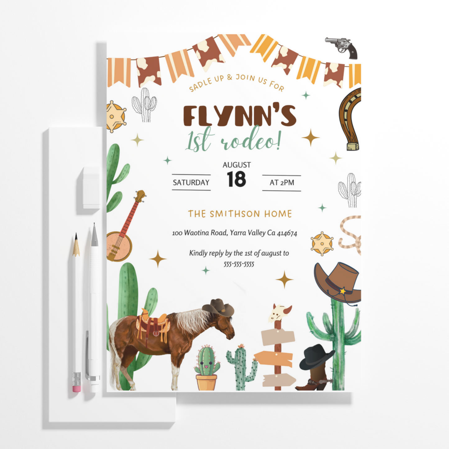 Rodeo Birthday Invitation Template | My First Rodeo Invite