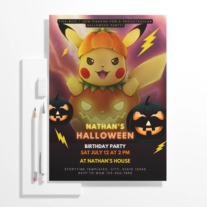 Pokemon Birthday Halloween Party Invitation Template - CreativeRino