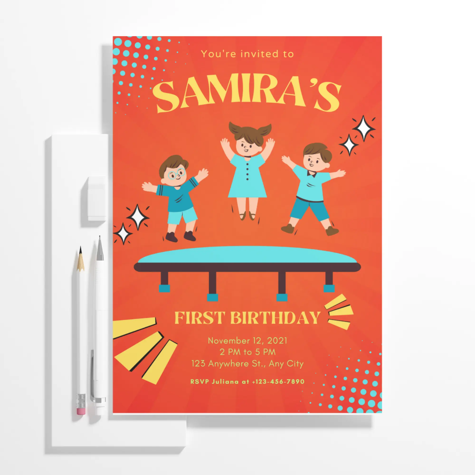 Trampoline Birthday Invitation Template - CreativeRino