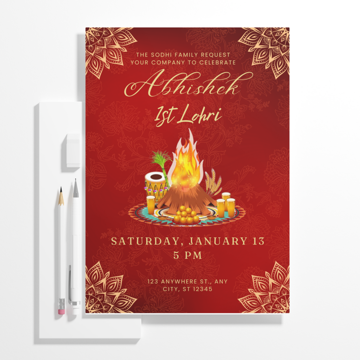 Lohri Invitation Template | Lohri Party Invite