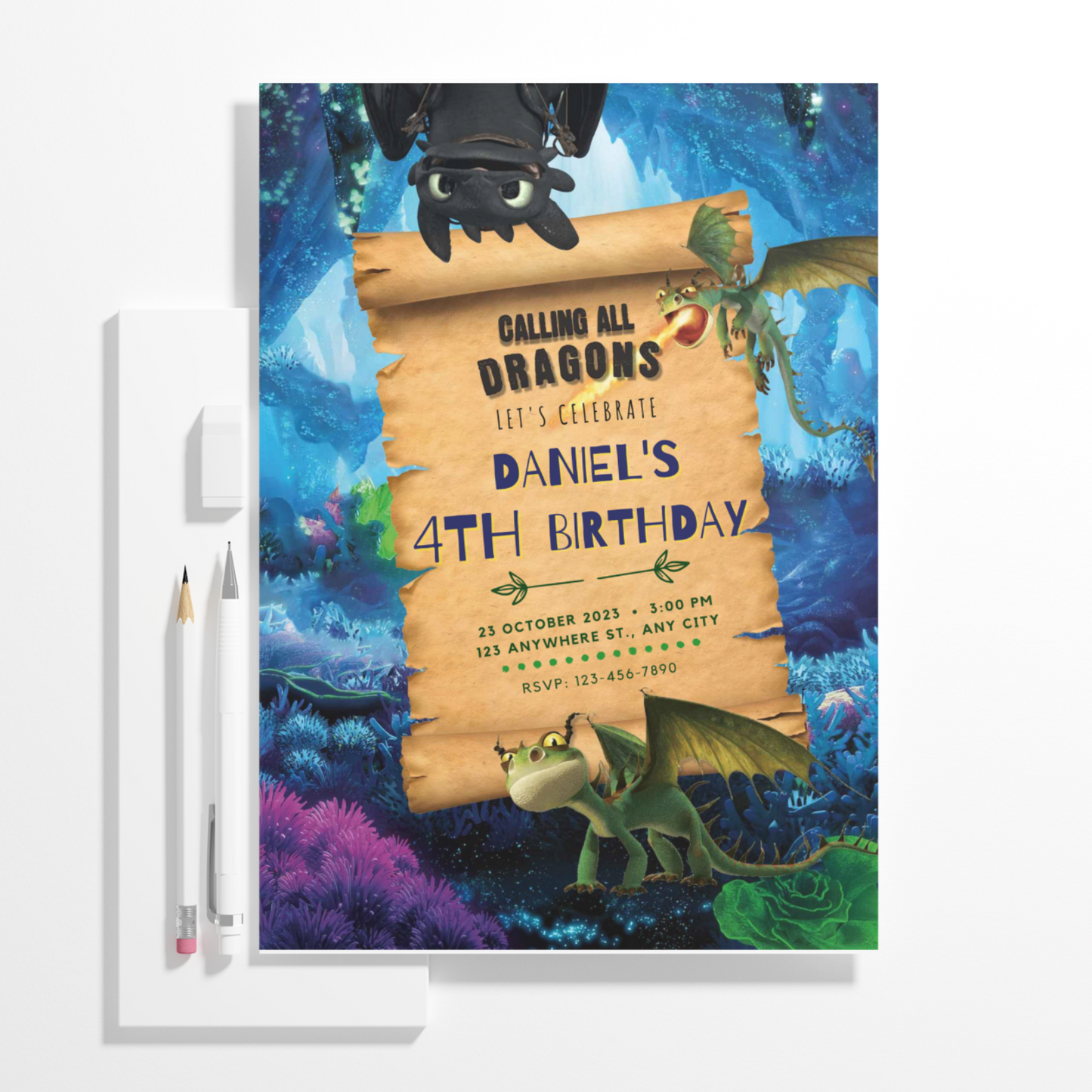 How to Train your Dragon Birthday Invitation Template