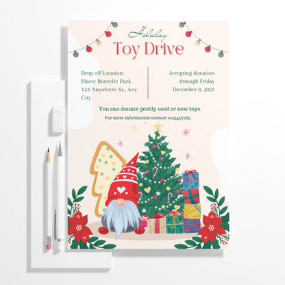 Christmas Toy Drive Flyer Template | Holiday Toy Drive Invitation - CreativeRino