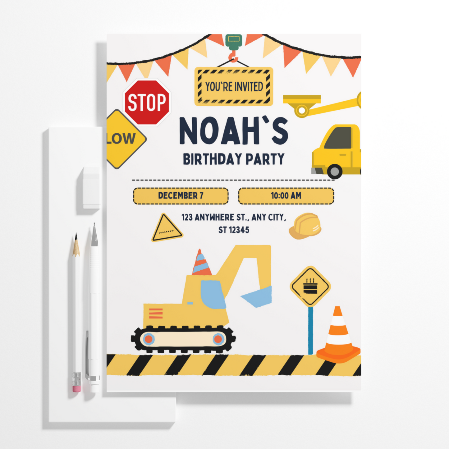 Construction Birthday Invitation Template