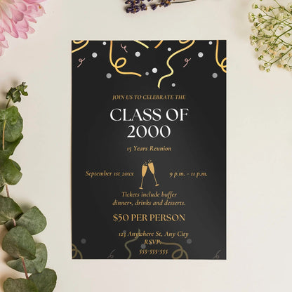 School Reunion Flyer Template | High School College Reunion Invitation CreativeRino
