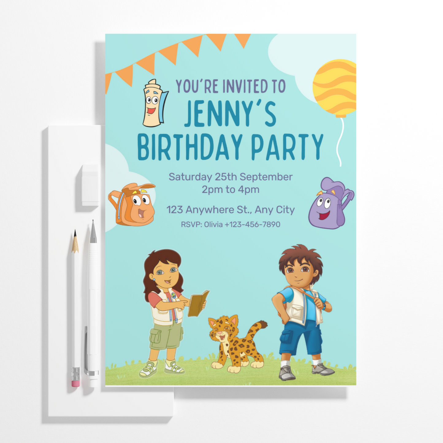 Go Diego Go Birthday Invitation Template