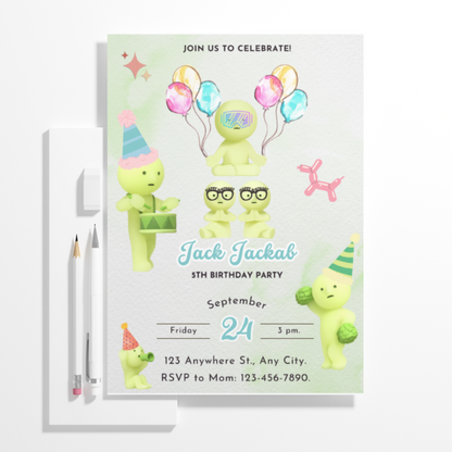 Smiski Birthday Invitation Template - CreativeRino