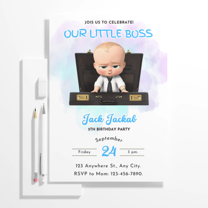 Boss Baby Birthday Invitation Template - CreativeRino