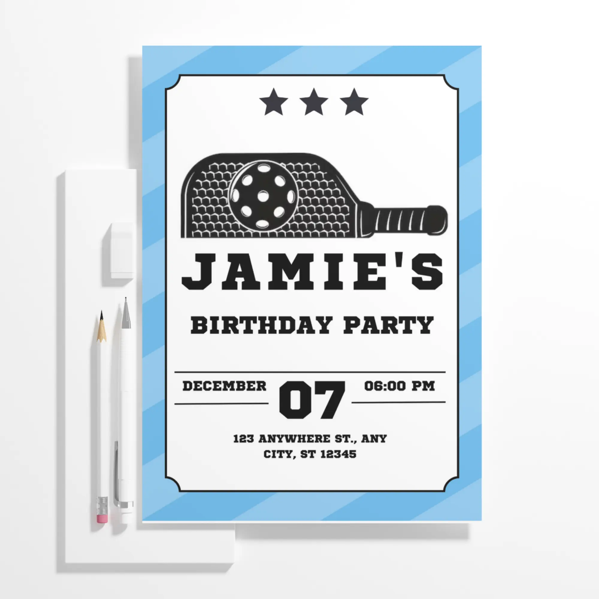 Pickleball Birthday Invitation Template - CreativeRino