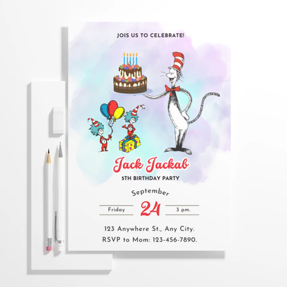 Dr Seuss Birthday Invitation Template - CreativeRino