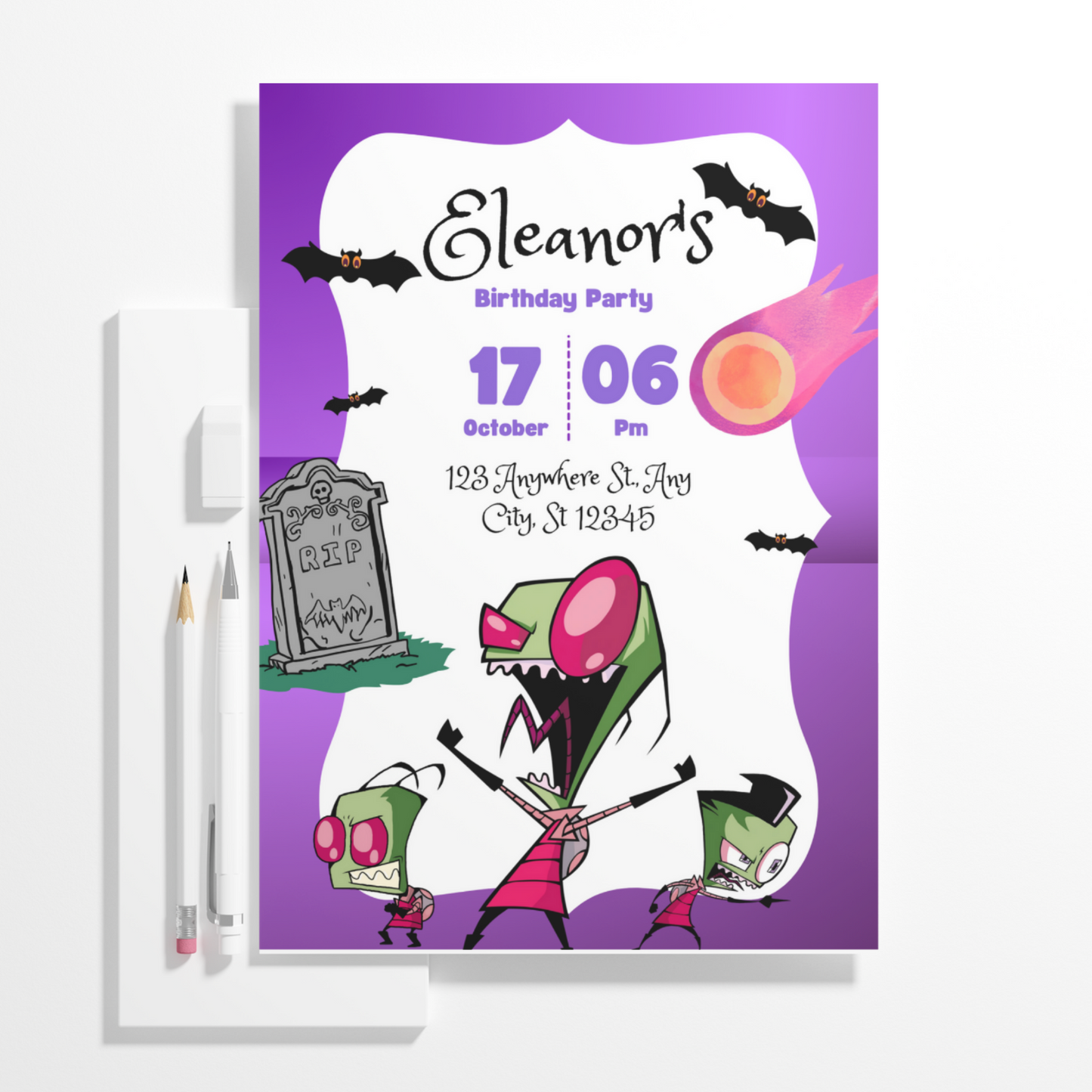 Invader Zim Birthday Invitation Template