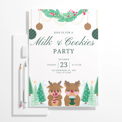 Milk and Cookies Christmas Invitation Template - CreativeRino