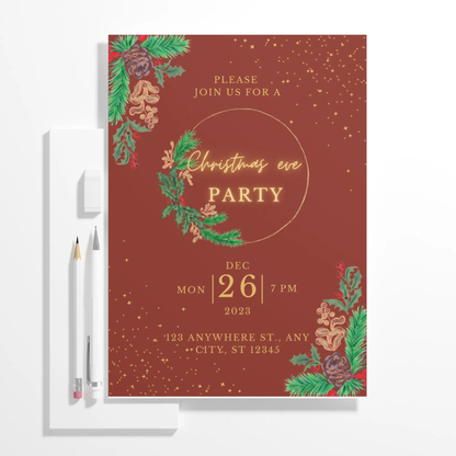 Christmas Eve Party Invitation Template - CreativeRino