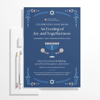 Hanukkah Invitation Template | Hanukkah Celebration Party Invite - CreativeRino