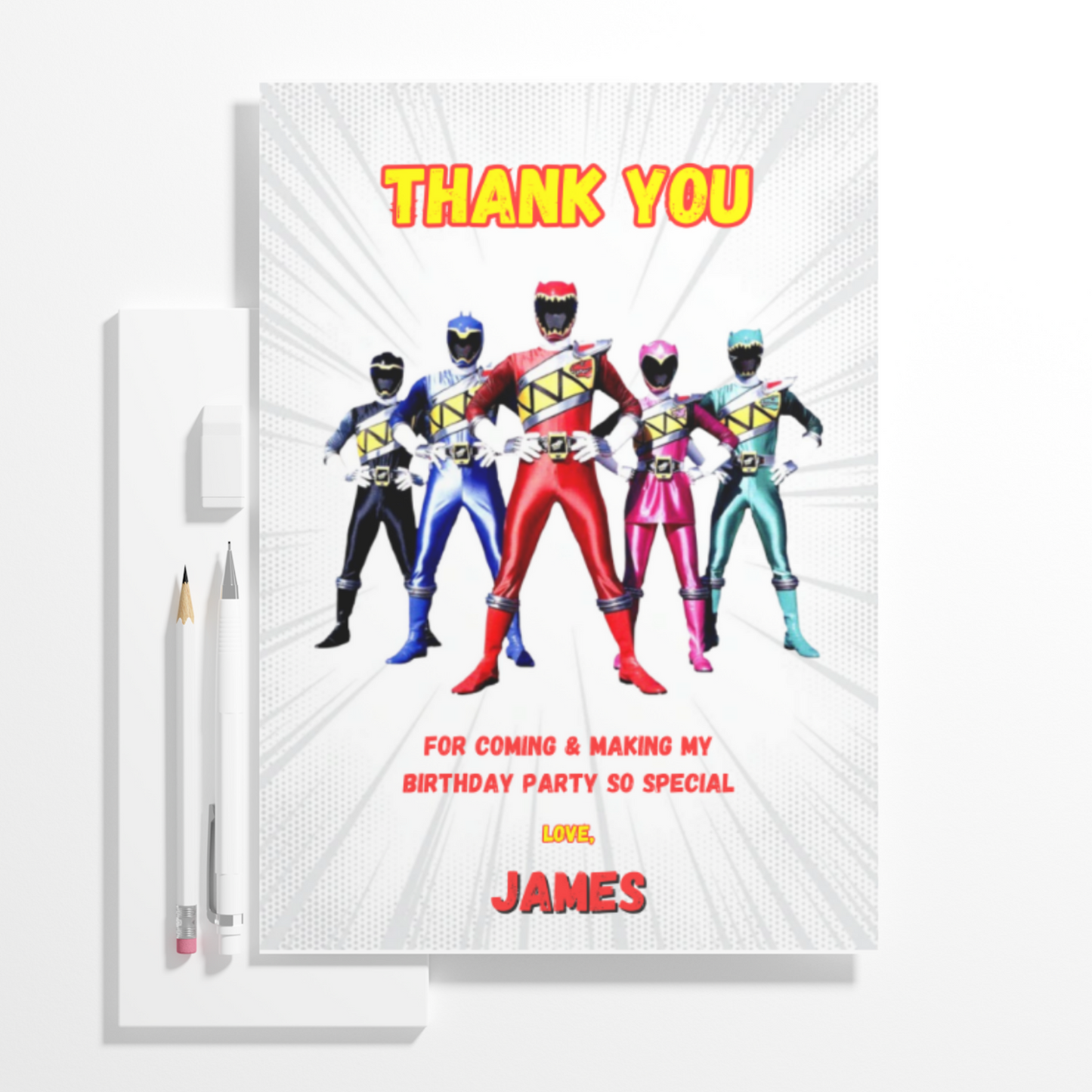 Power Rangers Thank You Card Template