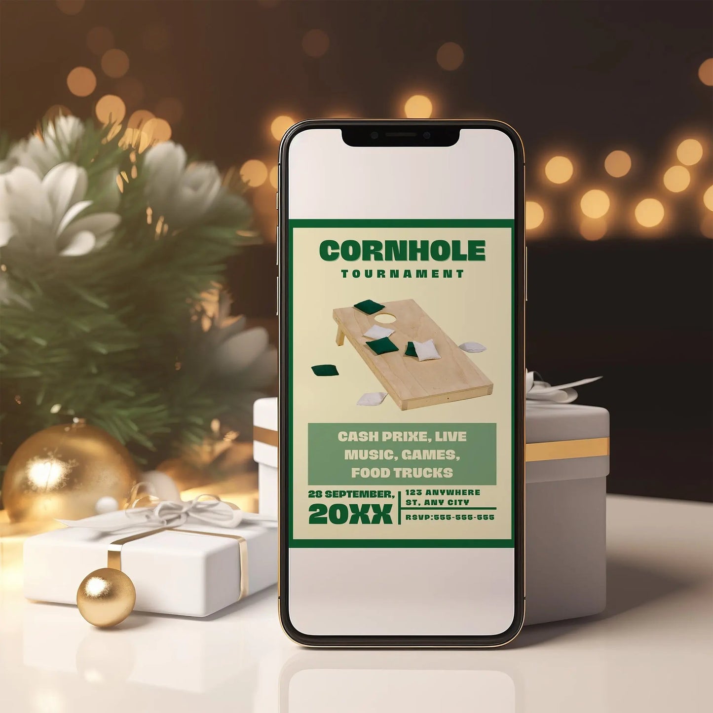 Cornhole Tournament Flyer Template | Cornhole Tournament Fundraiser Flyer CreativeRino