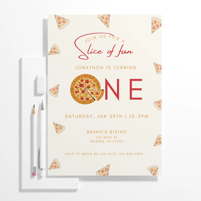 Pizza Slice of Fun Birthday Invitation Template - CreativeRino