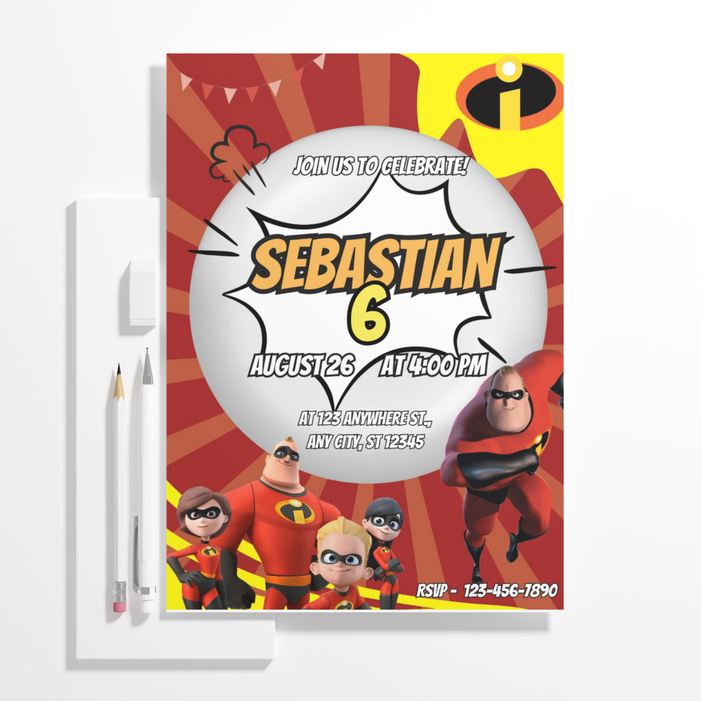 The Incredibles Birthday Invitation Template