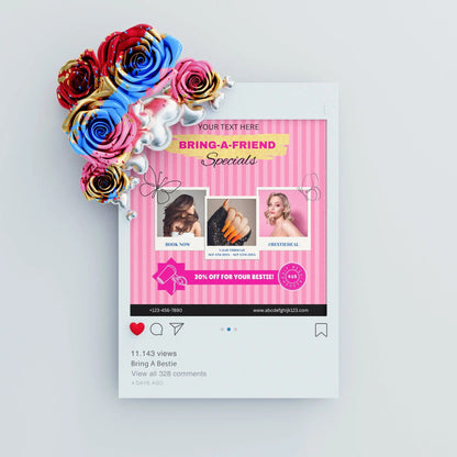 Bring A Bestie Flyer Social Media Template | Bring A Friend Flyer CreativeRino
