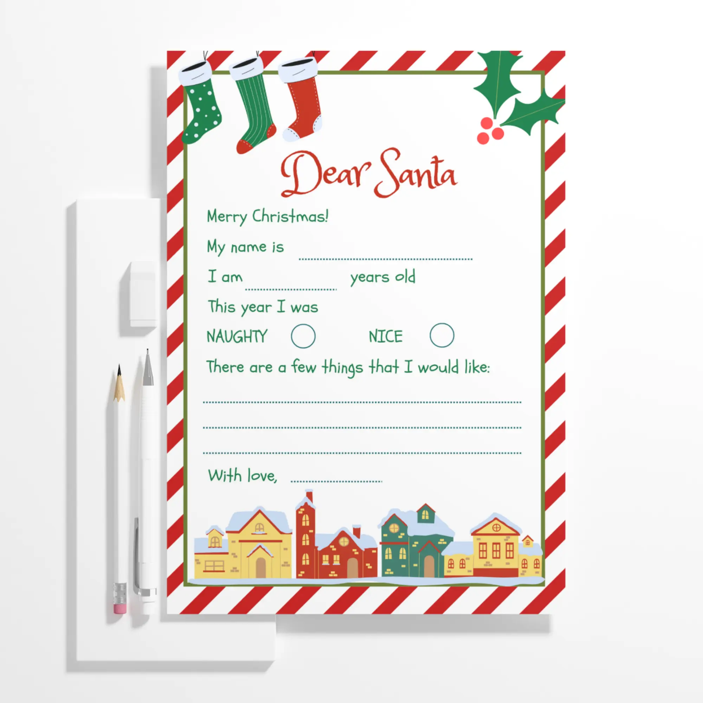 Letter to Santa Claus Christmas Template - CreativeRino