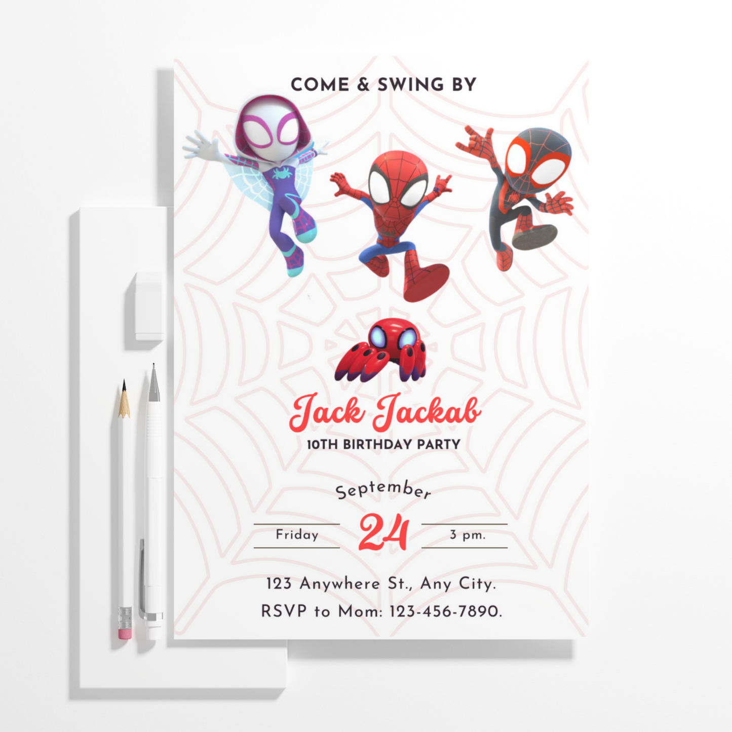 Spidey and his Amazing Friends Birthday Invitation Template