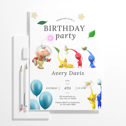 Pikmin Birthday Invitation Template - CreativeRino
