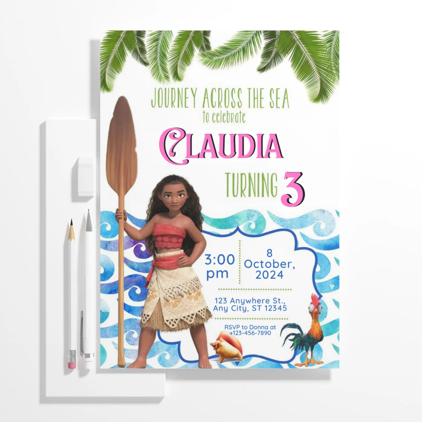 Moana Birthday Invitation Template - CreativeRino