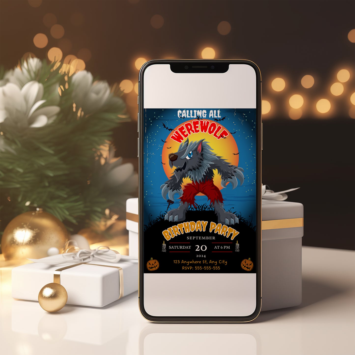 Werewolf Birthday Invitation Template - CreativeRino