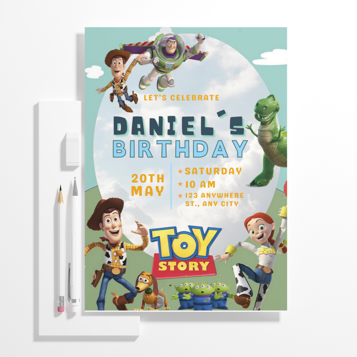 Toy Story Birthday Invitation Template | Buzz Lightyear and Woody Invite