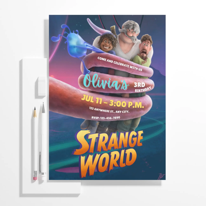 Strange World Birthday Invitation Template - CreativeRino