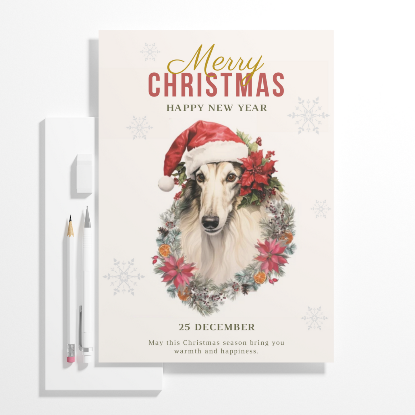 Borzoi Christmas Invitation Template