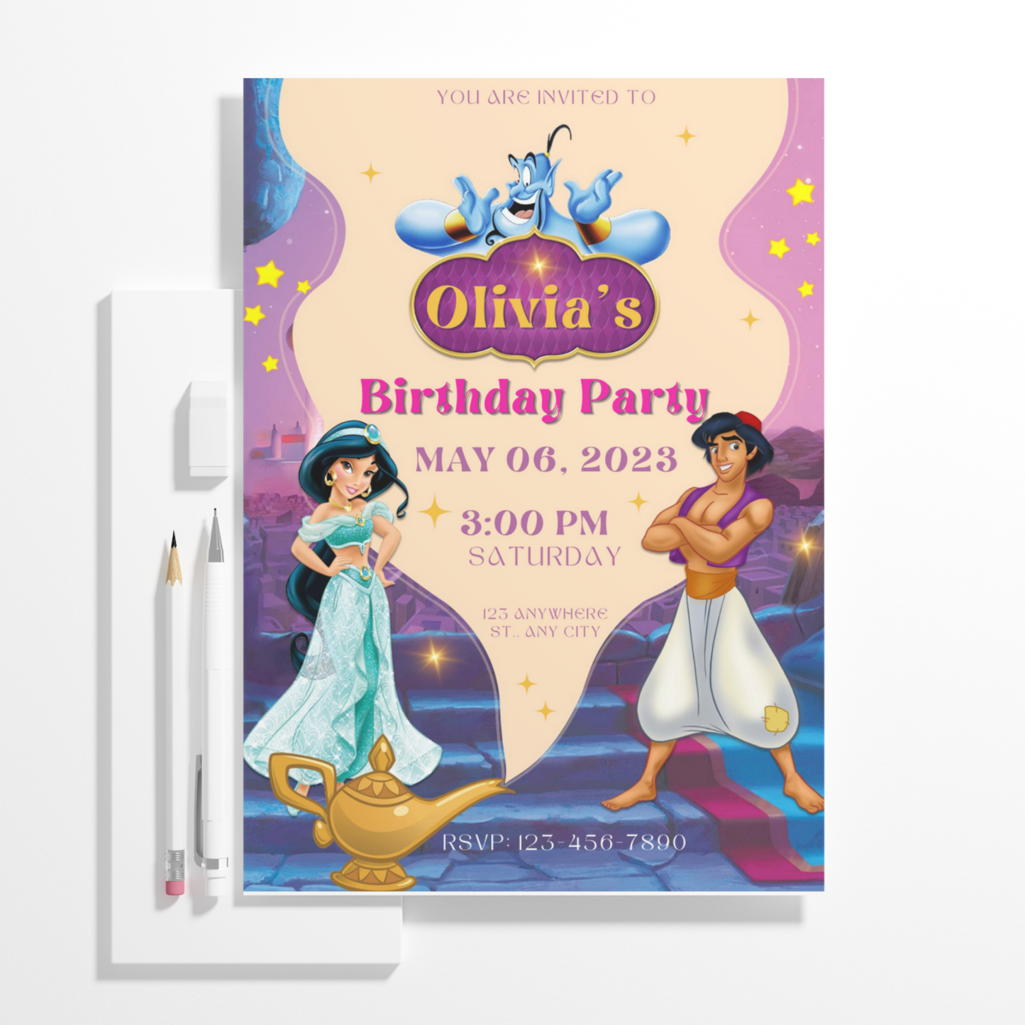 Aladdin Birthday Invitation Template