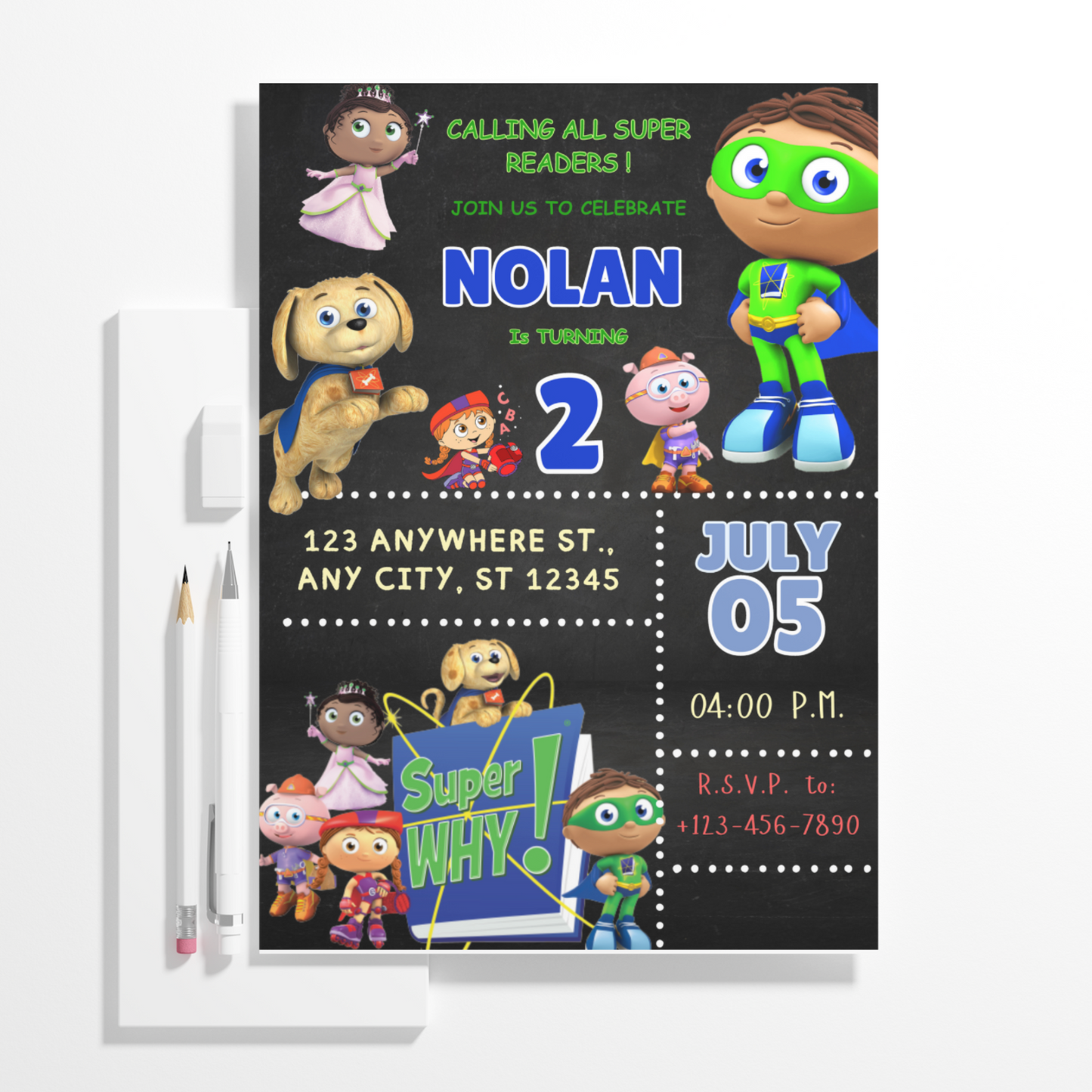 Super Why Birthday Invitation Template