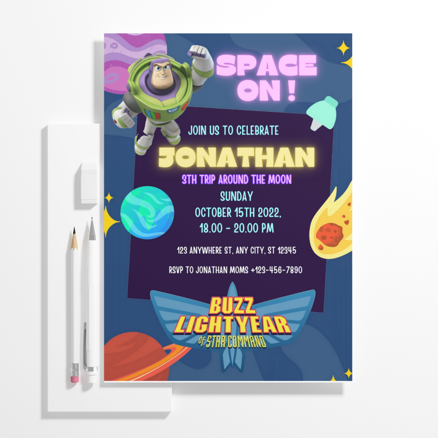 Buzz Lightyear Birthday Invitation Template