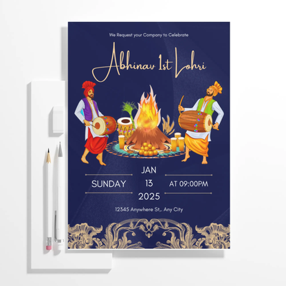 Lohri Invitation Template | Lohri Party Invite - CreativeRino