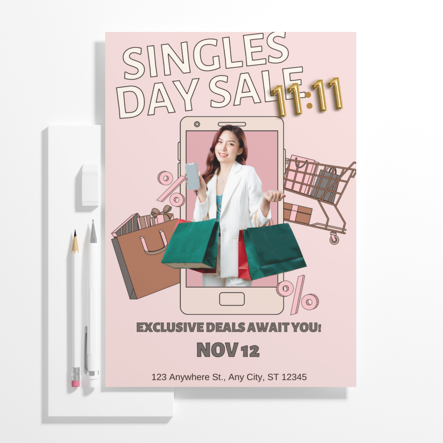 Singles Day Sale Invitation Flyer Template