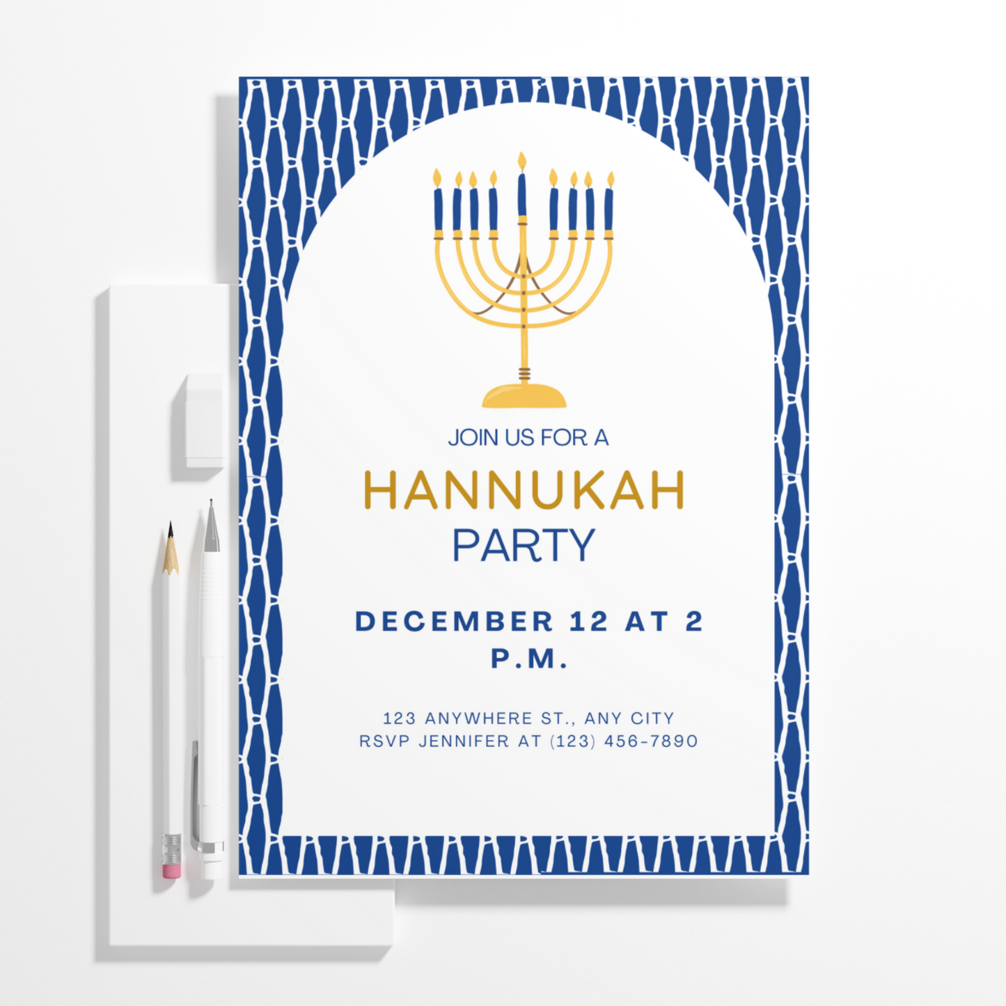 Hanukkah Invitation Template | Hanukkah Celebration Party Invite