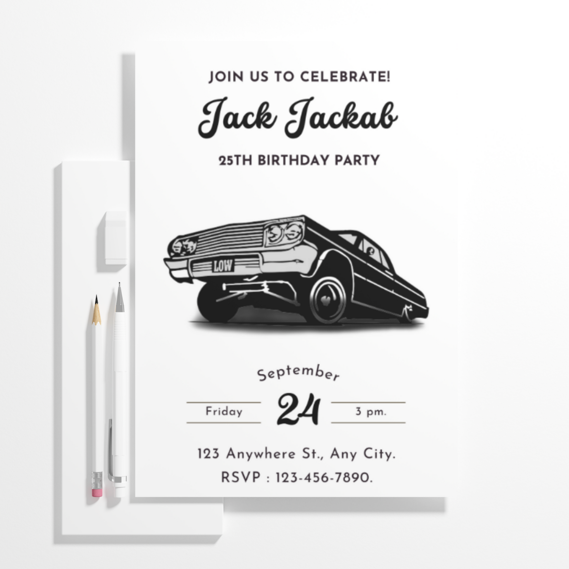 Lowrider Cholo Birthday Invitation Template - CreativeRino