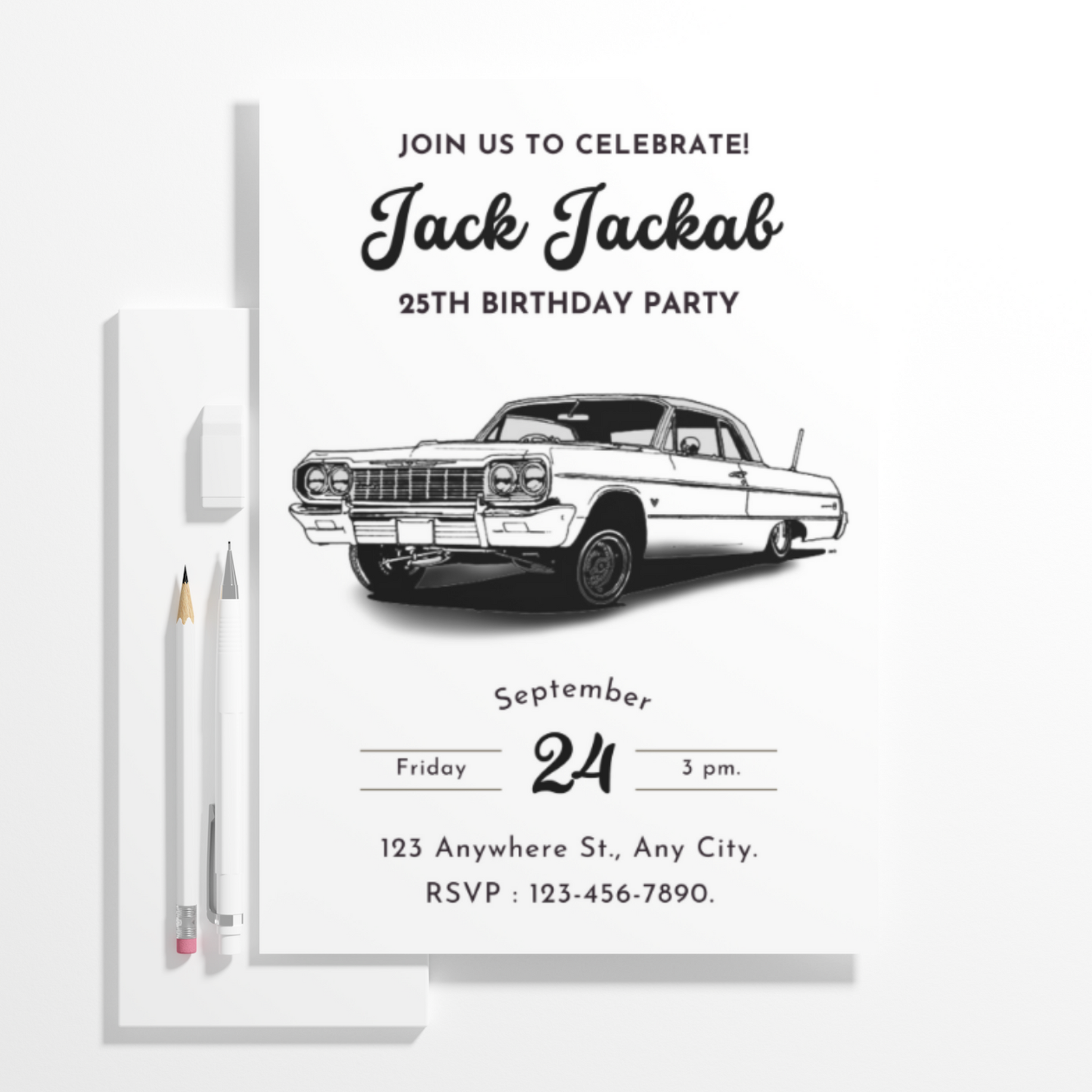 Lowrider Cholo Birthday Invitation Template - CreativeRino