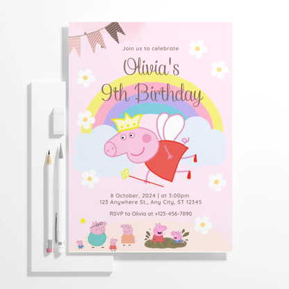 Peppa Pig Birthday Invitation Template - CreativeRino