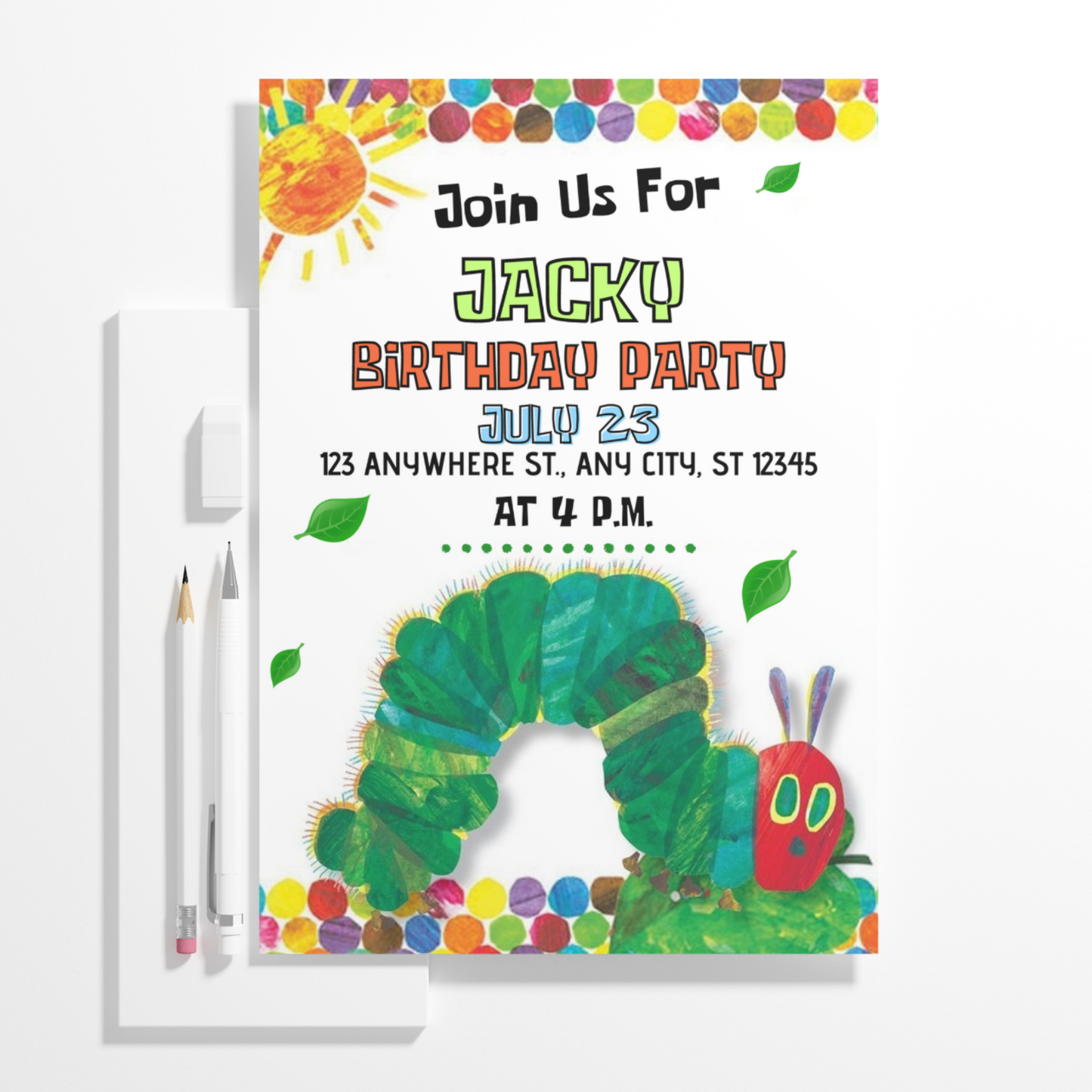 Very Hungry Caterpillar Birthday Invitation Template