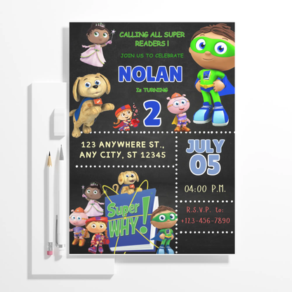Super Why Birthday Invitation Template - CreativeRino