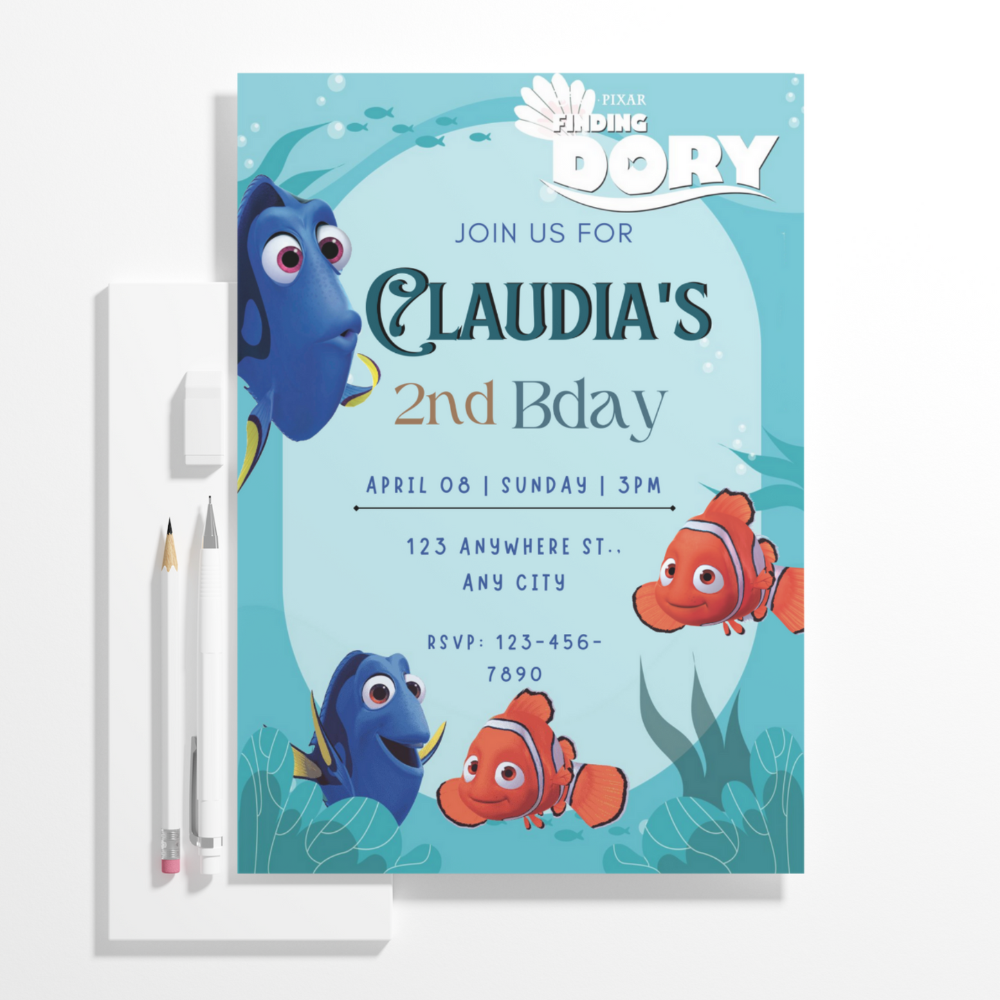 Finding Dory Birthday Invitation Template