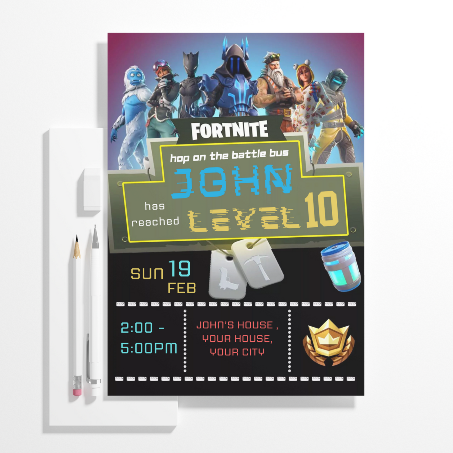 Fortnite Birthday Invitation Template