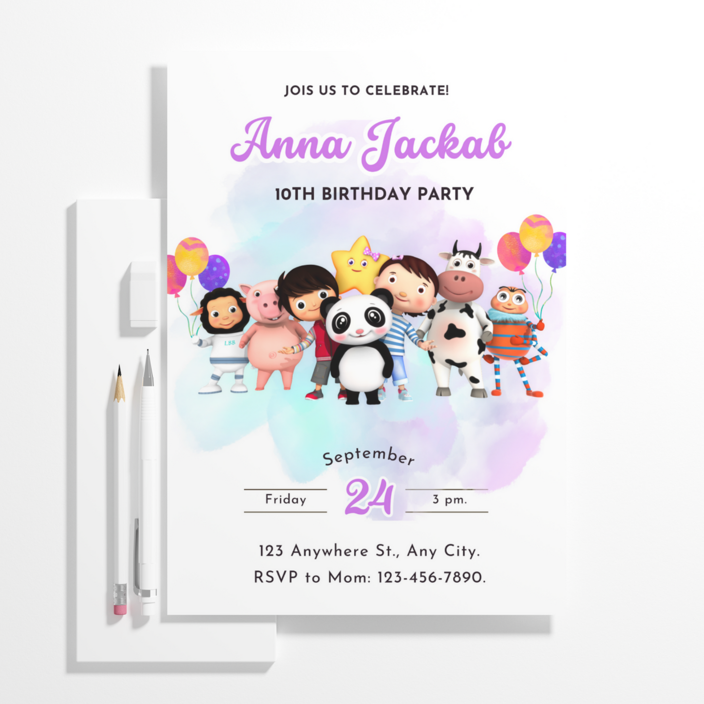 Little Baby Bum Birthday Invitation Template