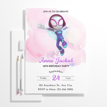 Ghost Spidey Birthday Invitation Template | Spidey and his Amazing Friends - CreativeRino