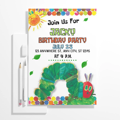 Very Hungry Caterpillar Birthday Invitation Template - CreativeRino
